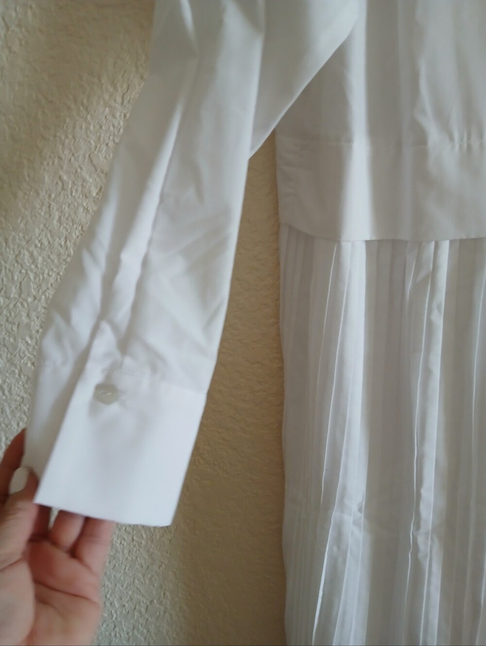 Zara White Long-Sleeve Pleated Midi Shirt Dress - Picture 5 of 10